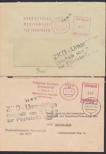 JENA ZKD-AFS Friedrich Schiller Universität, JENAPHARM, je mit Z3 "ZKD - Umschläge innerhalb von 2 Tagen.."