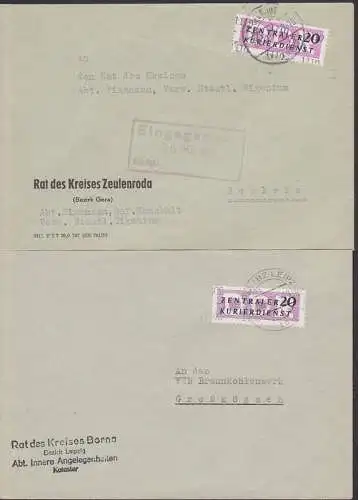 Borna, Zeulenroda, ZKD-Briefe Abs. Rat des Kreises Kreisaufdruck 1402, 1110 (11, 15)