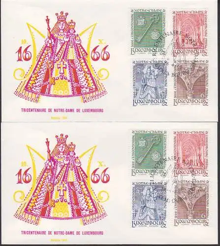 Notre Dame 300 Jahrfeier Muttergottes Schutzpatron 1966 Luxemburg 729/32, 2  FDC