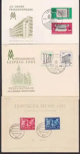 Leipziger Messe 3 Ktn mit Zudruck, dabei Messe 1952 (315/16) auf Karte