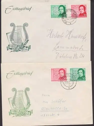 Robert Schumann-Ehrung mit fehlerhaften und korrigierten Noten FDC 1956