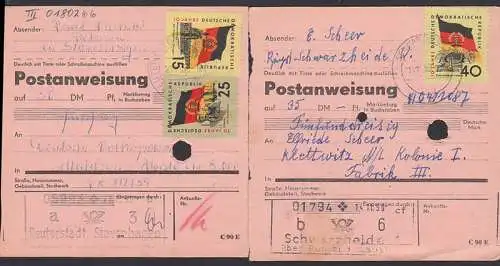 Schwarzheide üb. Ruhland, Reuterstadt Stavenhagen, 2 PA mit Mkn aus 10 Jahre DDR, Zentralstadion Leipzig, Zwinger DD