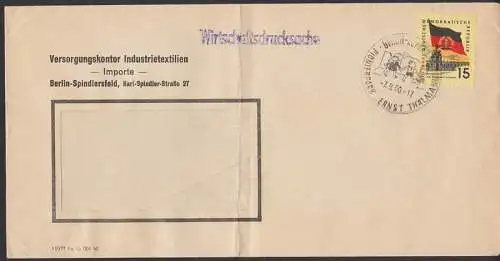 Pionierpark Ernst Ernst Thälmann SSt. Berlin-Köpenick auf W-Ds mit 15 Pfg. Dresdner Zwinger (724), Bf gefaltet