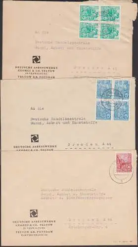 Teltow drei Brief mit 5-Jahrplan-Frankaturen, dabei zwei Doppelbriefe