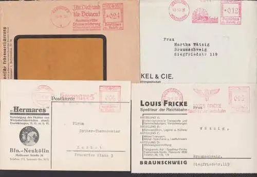 Berlin-Neuköln AFS Hermares 4.6.36, Braunschweig Louis Fricke geflügeltes Eisenbahnrad 26.1.37 u.2 weitere AFS