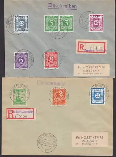 Dresden-Loschwitz 20, 25, 40 Pfg. Postmeisterzähnung OSt. 30.11.45 OrtsR-Brief (bei diesem Abs. sind die Dst/Bf echt)