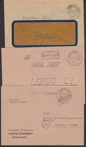 Sobernheim, Darmstadt, Wunsiedel nachder SBZ je mit Barfrankatur