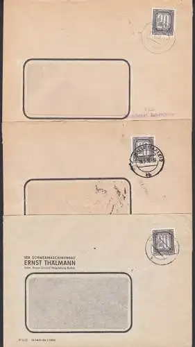 Espenhain, Halle und Magdeburg, ZKD-Briefe mit 20 Pfg. 1. Ausgabe