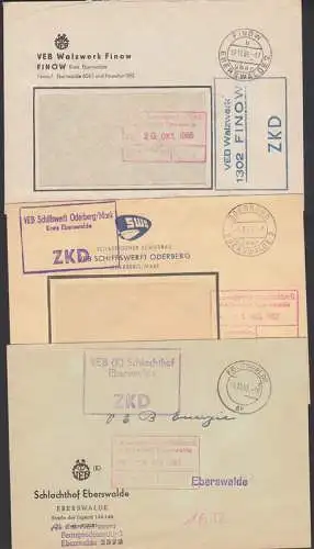 Schlachthof Eberswalde, Schiffswerft Oderberg/Mark, Finow Walzwerk je ZKD-Bf dabei R3 in blau statt violett