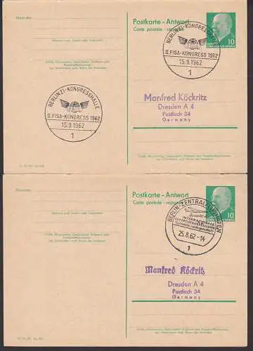 Berlin-Zentralflughafen, Berlin-Kongresshalle, SSt., auf Antwort-GA 10 Pfg. Walter Ulbricht 1962