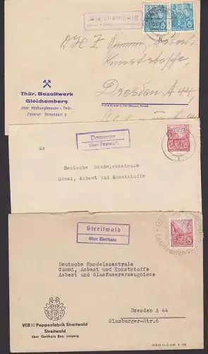 Gleichamberg, über Hilburghausen, Damerow üb. Pasewalk, Streitwald üb. Geithain, VEB (K) Brennereien, Pappenfqbrik