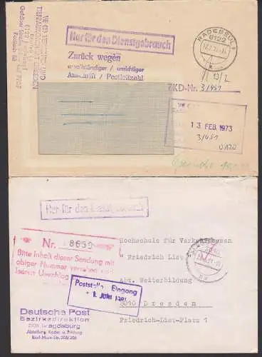 R1 Nur für den Dienstgebrauch ZKD-Brief, dabei "zurück"  Radebeul 12.2.73, roter Aufbewahrungsst