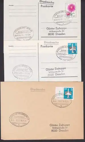 Bahnpost Ds Ludwigslust - Neubrandenburg, dgl. nach Berlin, Magdeburg - Köthen - Leipzig 1984