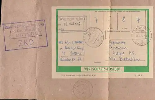 Cottbus R4 ZKD-St. Büro für Wirtschaftsprüfung und Steuerberatung auf Wirtschafts-Postgut, mittig gefaltet 24.5.67