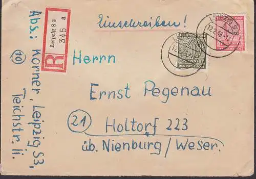 Leipzig 12.2.46, R-Bf nach Holtorf über Nienburg (135Y)