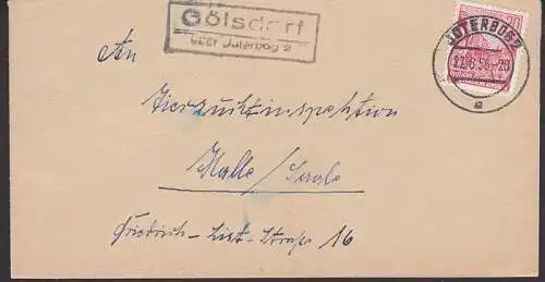 Gölsdorf über Jüterbog 2 PSSt., auf Fernbrief 27.6.56