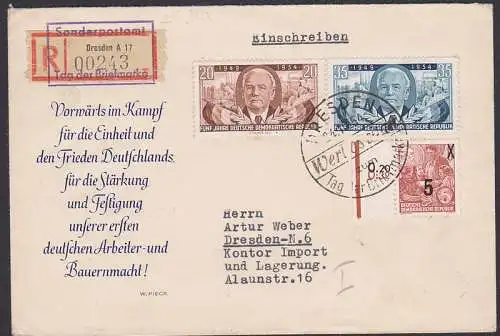 R-Brief mit R2 Sonderpostamt Tag der Briefmarke, R-Orts-Bf., Dresden SSt. Werbeschau (443)