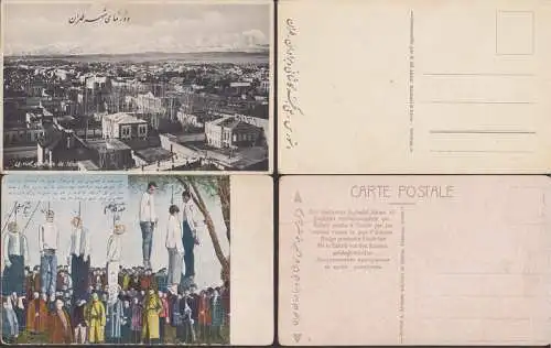 Teheran Ak um 1910, Tabris mit Abb. gehängten russichen Patrioten