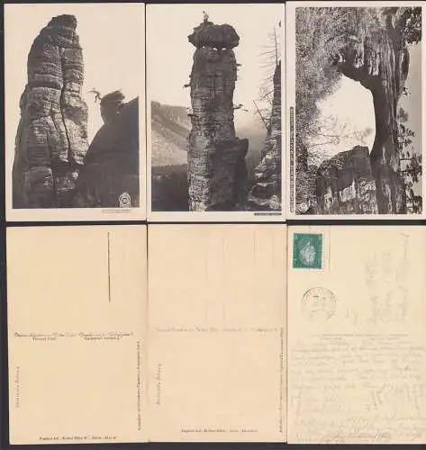 Photo Hahn, drei Ak aus der sächs. Schweiz, dabei Waldtor-Nadel, Lokomotive, Prepischtor