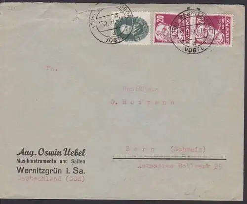 Akademie 10 Pfg auf Auslandsbrief mit 20 Pfg. Käthe Kollwitz (265)