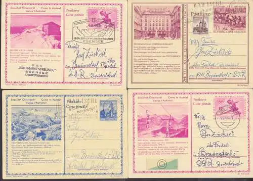 Besuchet Österreich! Vier Bildpostkarten, dabei Olympische Winterspiele 1964, Eiskunstläuferin