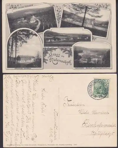 Niederneukirch (Lausitz) Gruss aus Ak mit Valtenmühle, Steinhübelhäuser, 1914