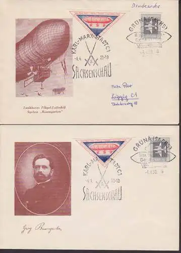 Flügel-Luftschiff, Vignette Baumgarten Gedenkflug, Grüna - Karl-Marx-Stadt