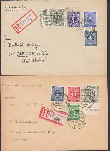 Kellinghusen Aushilfs-R-Zettel MiF AMP und Ziffern je portogenau, rs. Eing.-St