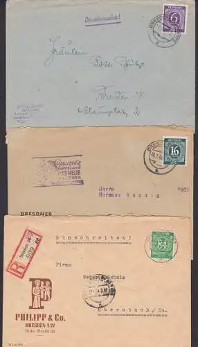 Dresden EA Ziffern, R-Bf, apt. R-Zettel von Dresden 24 auf 27, Cachet Besucht die Ausstellung Das Neue Dresden