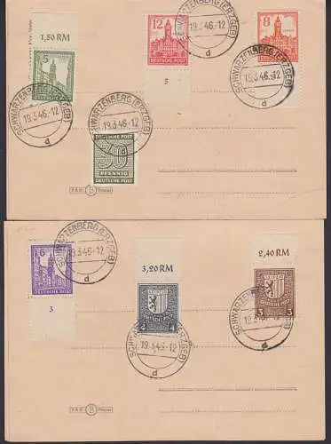 Abschiedsausgabe Leipzig graues Papier, gest. Schwarzenberg 19.3.46 auf Unterlage (156/61x)