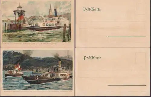 Ottmar Zieher Künstlerkarte mit Dampfer "Königin Charlotte" bzw. bayrische Dampfer Habsburg