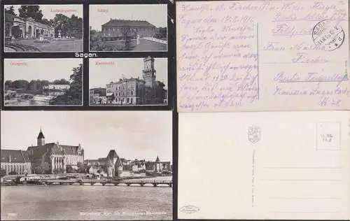 Sagan Kornmarkt, Schloß, Ludwigsgarten, Marienburg Westpreußen Fotokarte