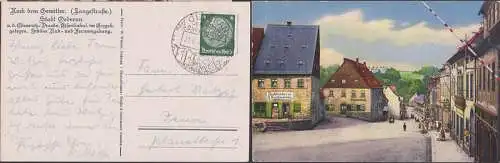 Oederan Langestr. Mit Markt Buchbinderei, SSt. mit Tannenwald und Biene 1941