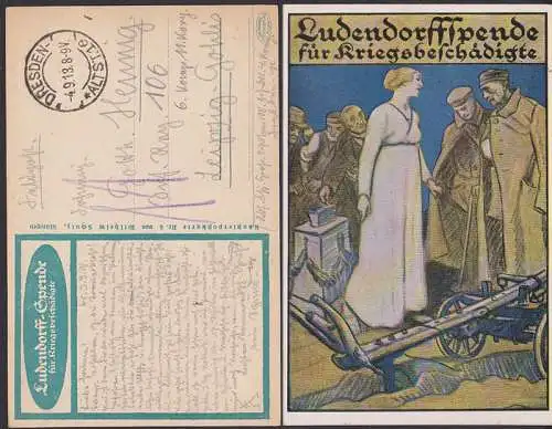 Ludendorffspende, Künstlerkarte, offizielle Karte Nr. 5, Feldpost
