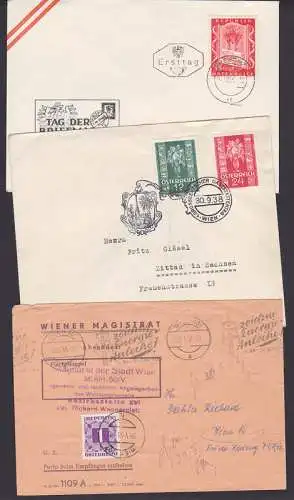 Österreich WIEN 101, MWSt. "zeichne Energie Anleihe! 1 Sh Porto, 1. Großd. Gaststättentag 30.9.38, FDC 1956