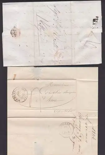 BOURG EN ... nach Seurre Frankreich Altbrief 1846, und mit rotem St. 1841