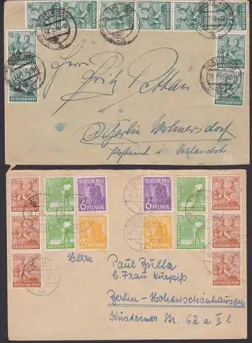10-fach-Frankatur Berlin, dabei mit 16 Pfg (10) Ortsbrief 12.7.48