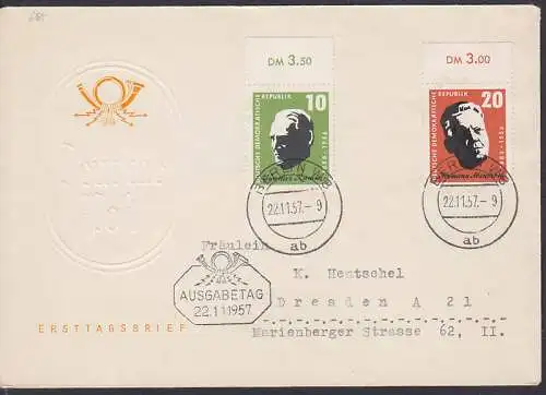 Ramin und Abendroth - Thomaskantor und Dirigent auf FDC (604/05) 22.11.57