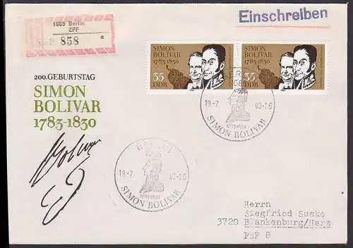 Simon Bolivar auf R-Bf Berlin ZPF, SSt.  19.7.83