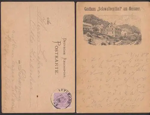 Gasthaus "Schwalbenthal" am Meissner, Ak 1888 aus Arterode
