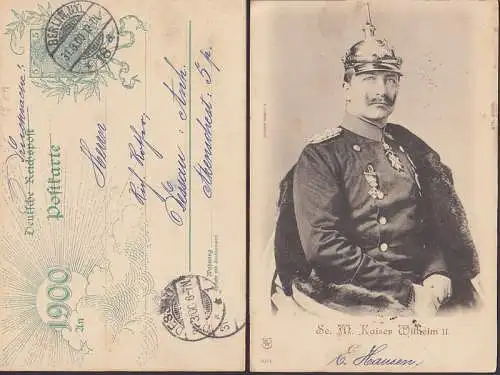 Privat-GA 5 Pfg. Jahrhundert-Germaniakarte PP19 mit Kaiser Wihelm II., 31.3.00