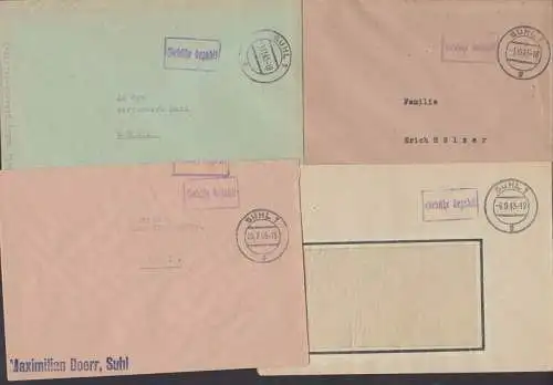 SUHL Barfankatur R1 Gebühr bezahlt, 4 Belege dabei frühes Datum 20.7.45