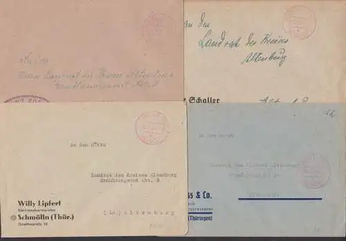 SCHMÖLLN Barfankatur K1 bezahlt, 4 Belege zwischen Datum 8.8.45 - 11.9.45