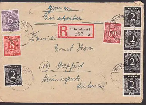 Delmenhorst R-Bf nach Stassfurt mit Ziffern-MiF portogenau