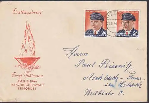 Ernst Thälmann (432) Brief 2. Gewichtsstufe 21.8.54, portorichtig nur bis 30.9. möglich