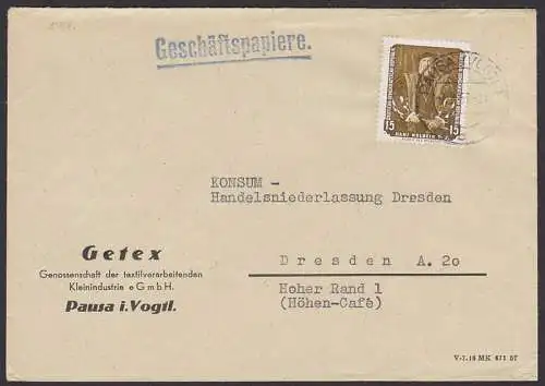 Hans Holbein 15 Pfg. Gemälde auf G-Papiere (588) Pausa 7.8.57