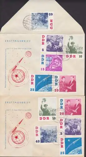 Kosmonautenbesuch in der DDR Gagarin (863) kpl. Satz., FDC Dresden 11.12.61