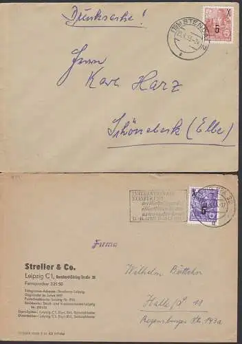 Stendal, Leipzig je Drucksache 1955 mit 5-Jahrplan nach Portosenkung auf 5 Pfg., MWSt. Int. Konferenz in Wien