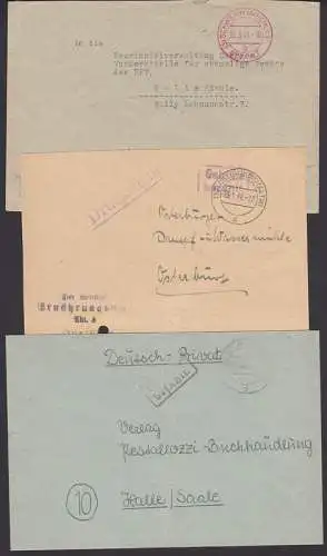 Osterburg (Altm), Schwerin (Meckl), Stassfurt je Barfankatur, dabei Absender Behörde