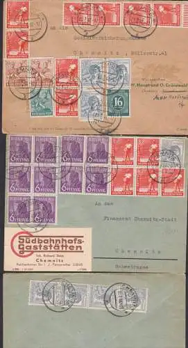Chemnitz Währungsreform 10-fach-Frankatur je Ortsbrief, Südbahnhofs-Gaststätten